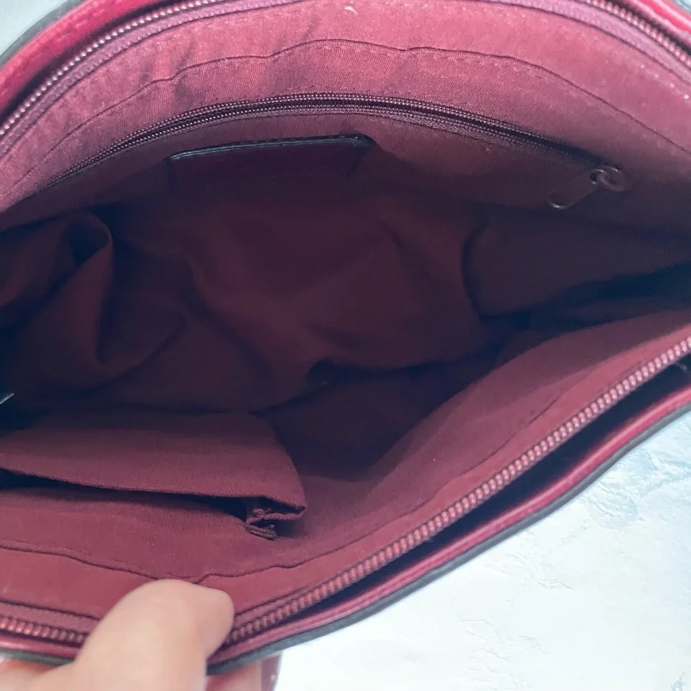 Relic Fossil Windsor Shoulder Bag Purse Vegan Leather Burgundy Braided Strap